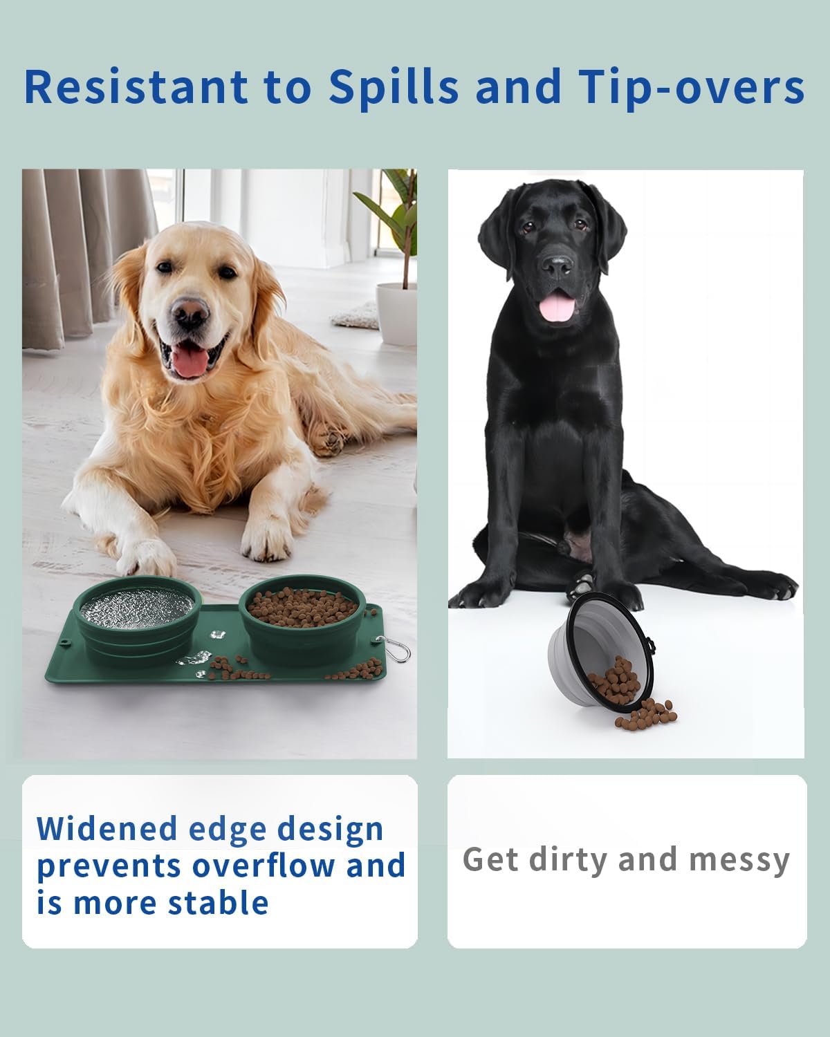 Collapsible Portable 2-in-1 Dog Bowl, Travel Dog Bowl Integrated.