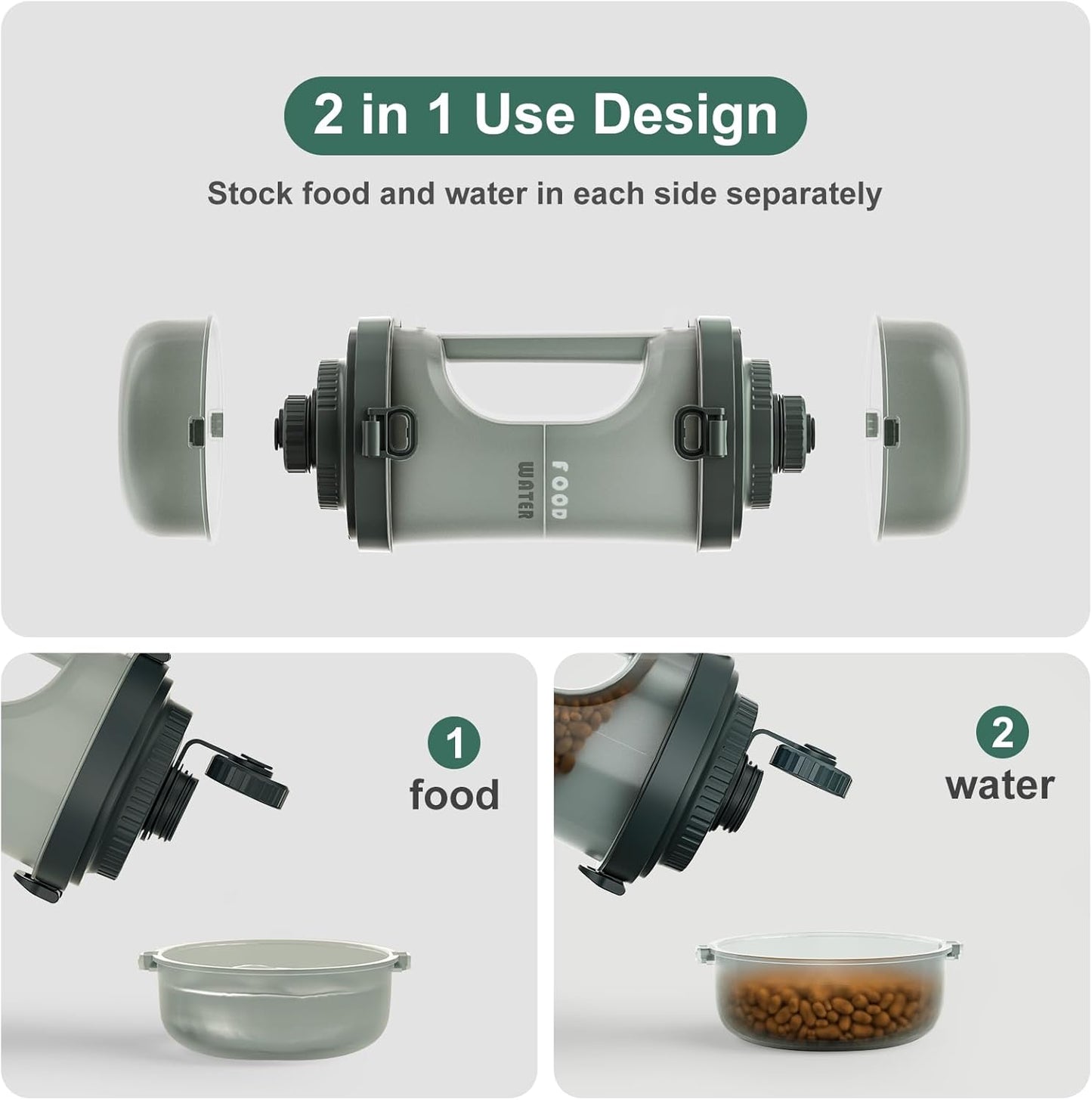 Gardner Pet Portable Dog Water Bottle&Food Container (49.6oz).
