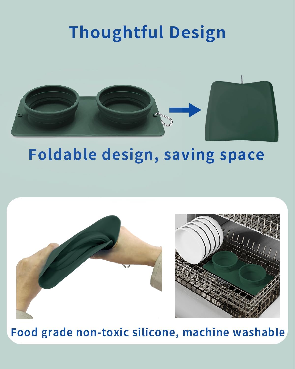 Collapsible Portable 2-in-1 Dog Bowl, Travel Dog Bowl Integrated.