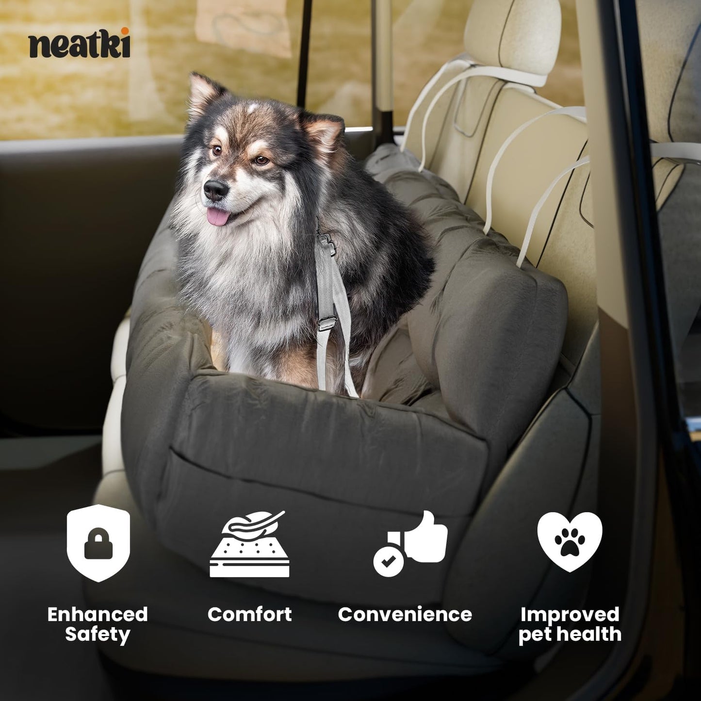 Dog Car Seat, Dog Booster Seat for Small, Medium, Large Pets Under 100 lbs,