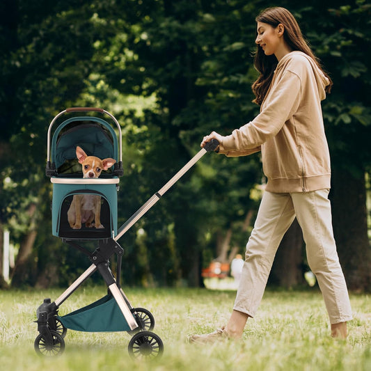 MoNiBloom 3 in 1 Pet Stroller with Adjustable Handle.