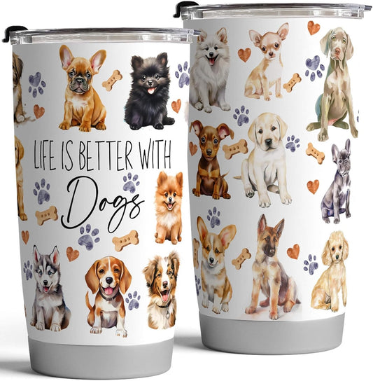 Fancyfams Dog Tumbler 20 oz Stainless Steel Cup.