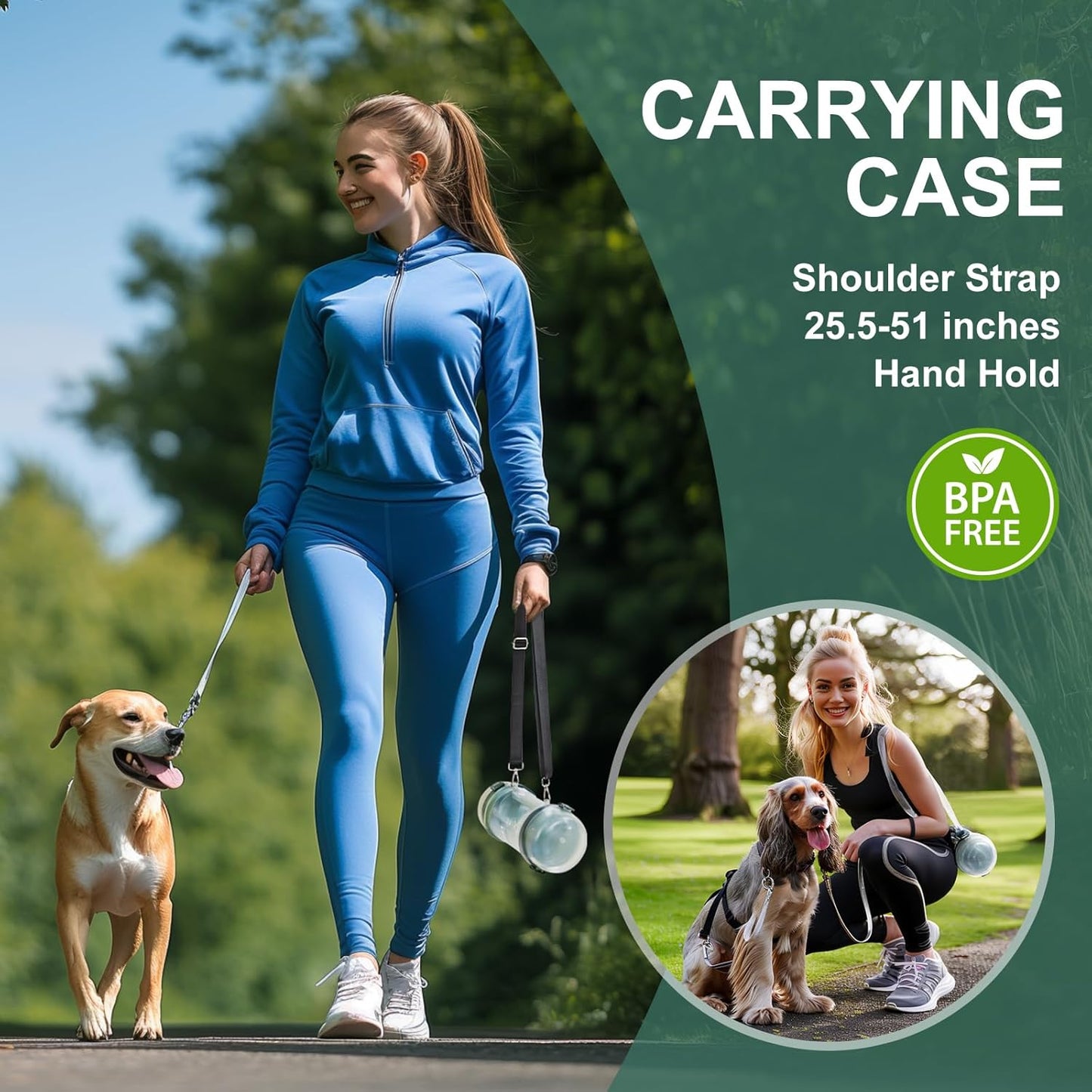 Gardner Pet Portable Dog Water Bottle&Food Container (49.6oz).