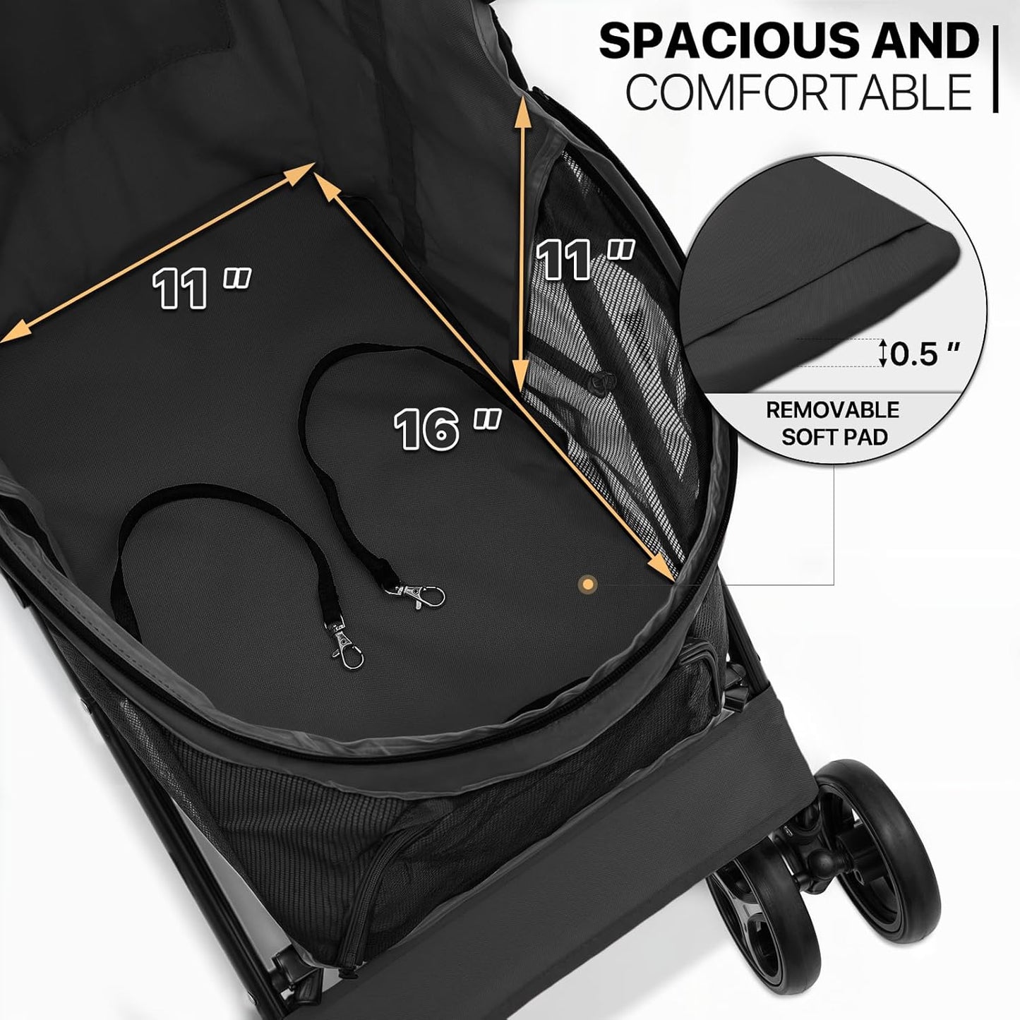 MoNiBloom 4 Wheels Pet Stroller, Easy-Fold Puppy Cage.