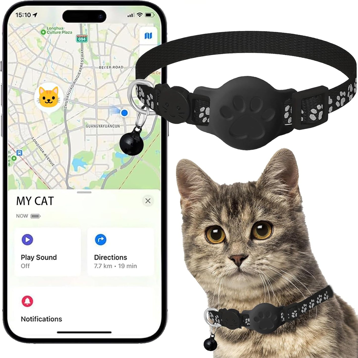 Cat Tracker GPS Collar for Apple  Ideal Small Large Cats