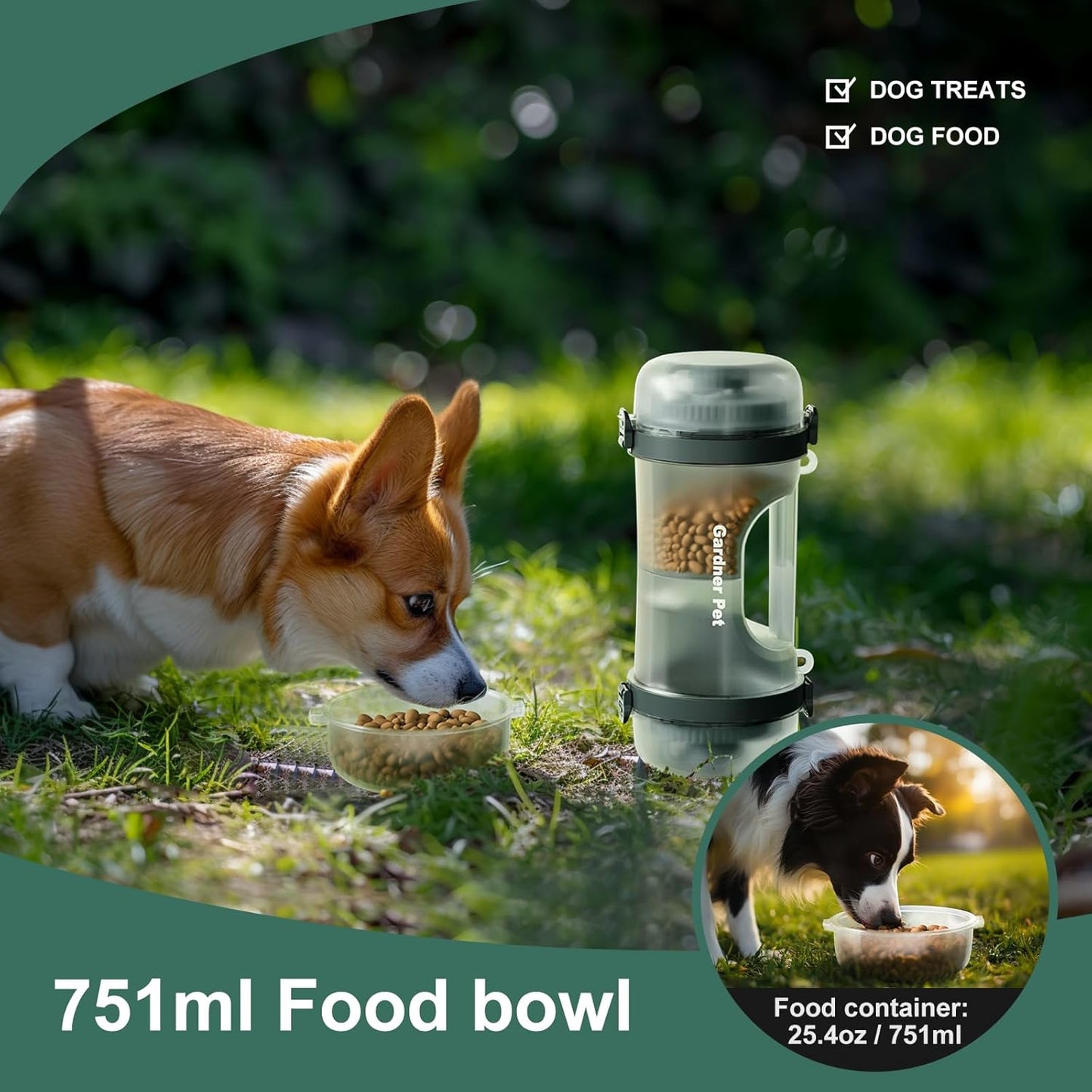 Gardner Pet Portable Dog Water Bottle&Food Container (49.6oz).