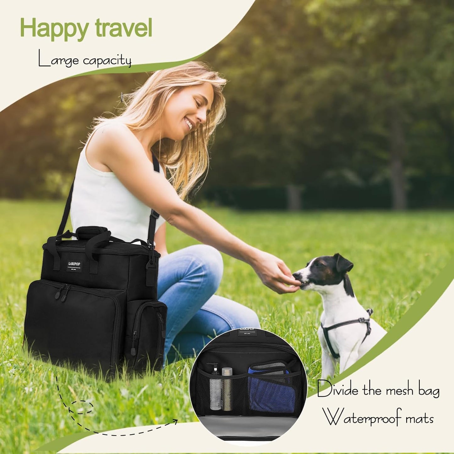 Dog Travel Bag,Weekend Pet Travel Bag Set for Dog and Cat,Airline Approved