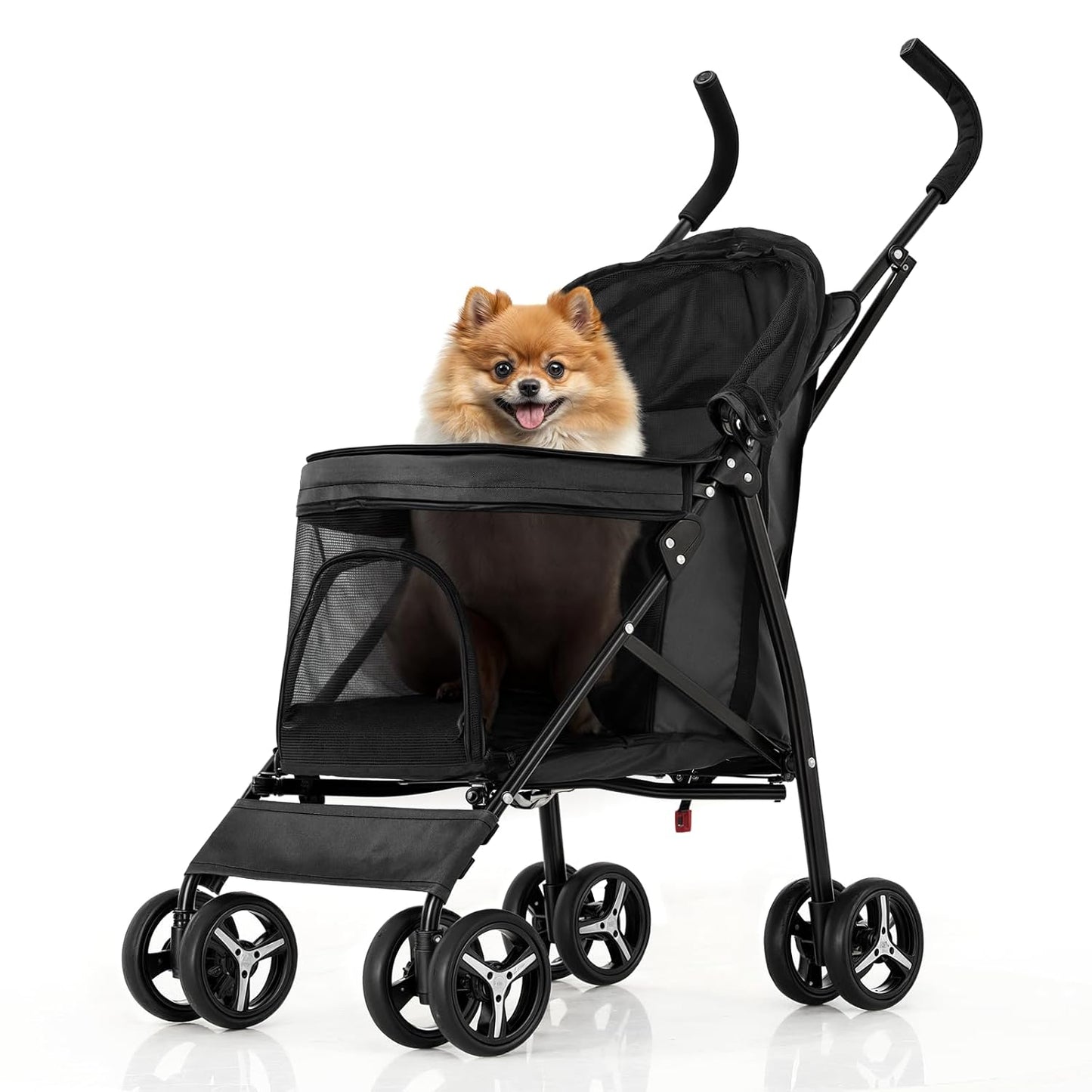 MoNiBloom 4 Wheels Pet Stroller, Easy-Fold Puppy Cage.