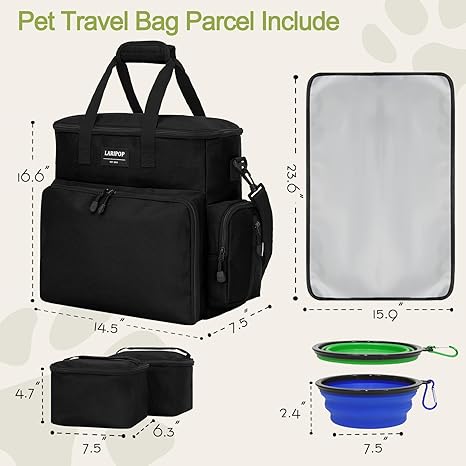 Dog Travel Bag,Weekend Pet Travel Bag Set for Dog and Cat,Airline Approved