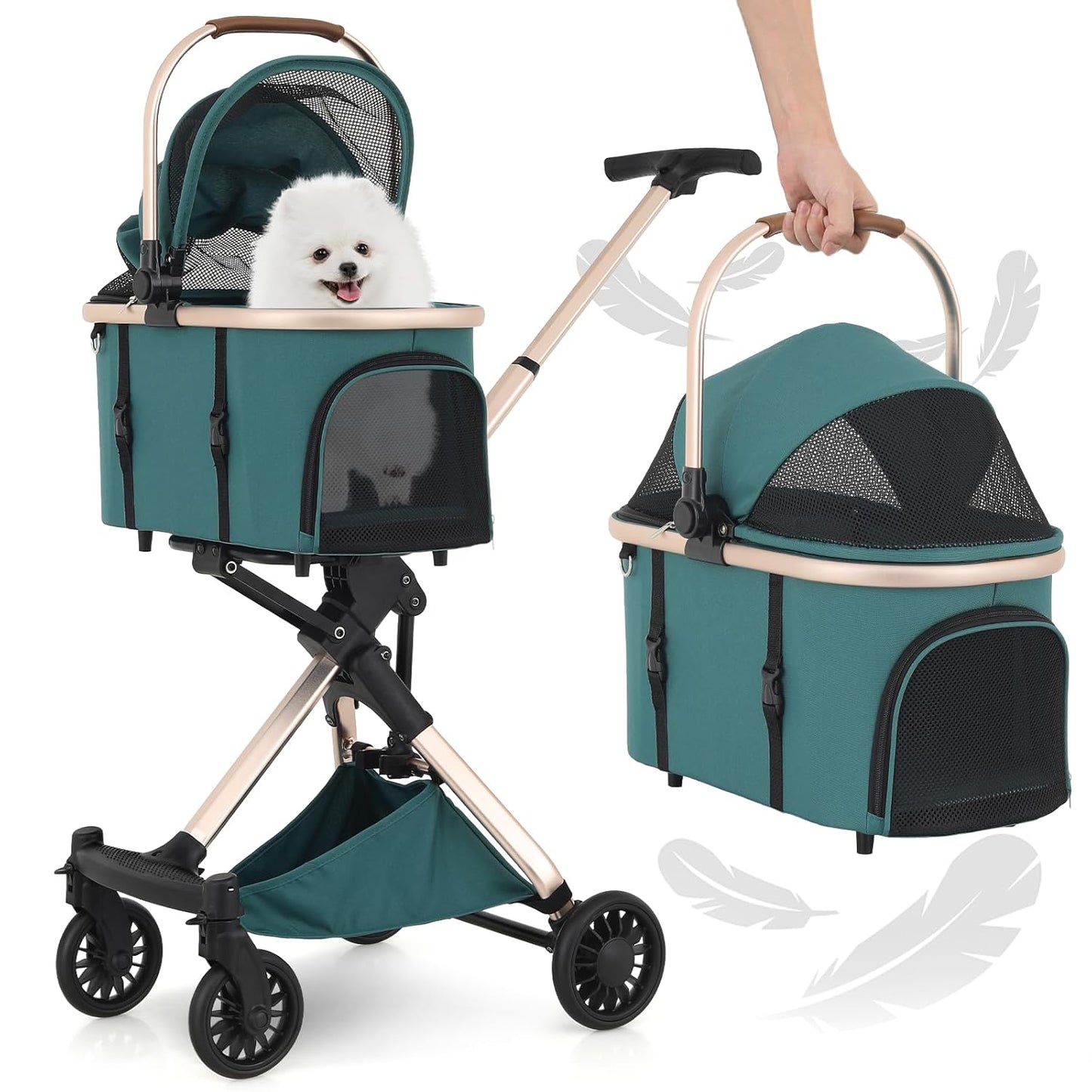 MoNiBloom 3 in 1 Pet Stroller with Adjustable Handle.