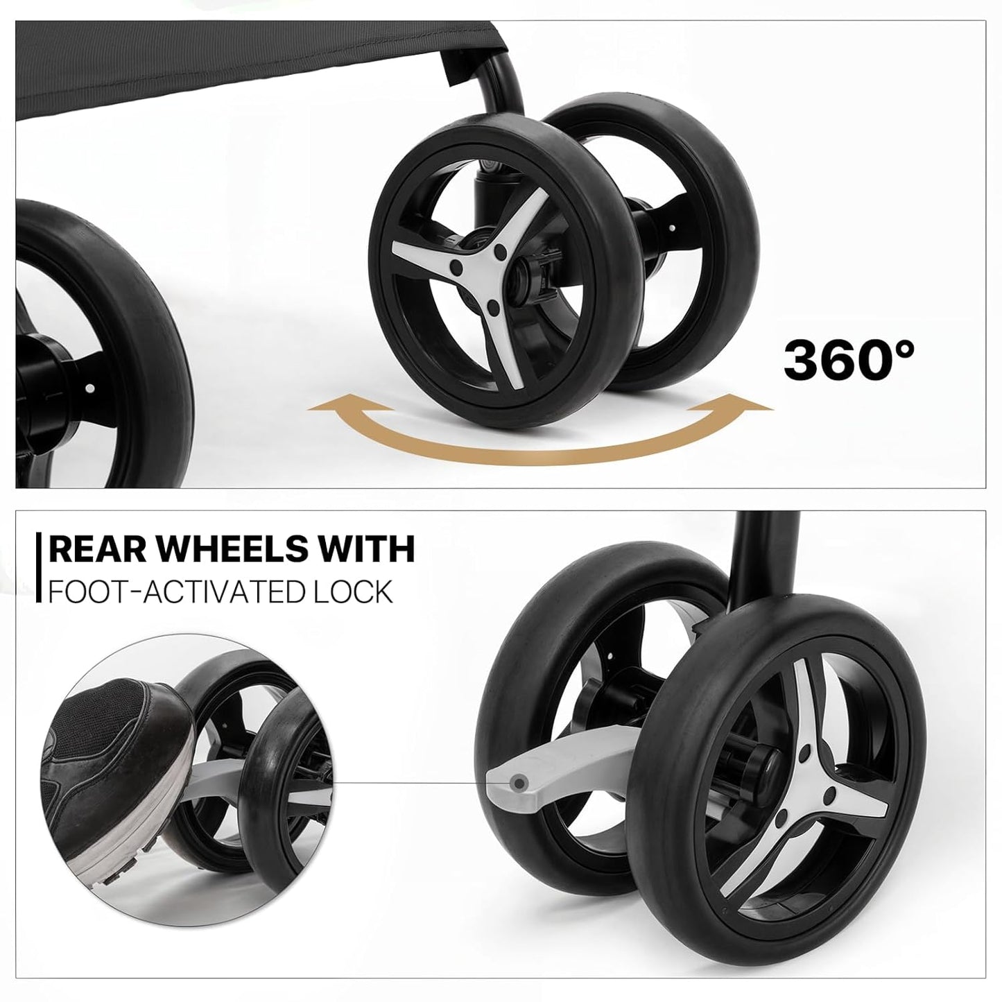MoNiBloom 4 Wheels Pet Stroller, Easy-Fold Puppy Cage.
