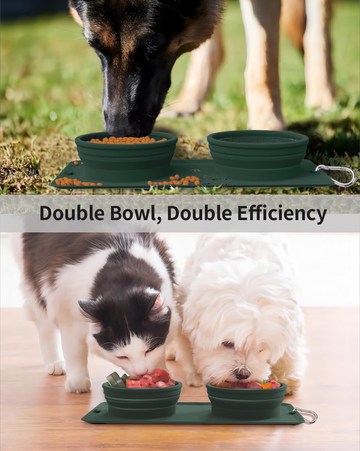 Collapsible Portable 2-in-1 Dog Bowl, Travel Dog Bowl Integrated.