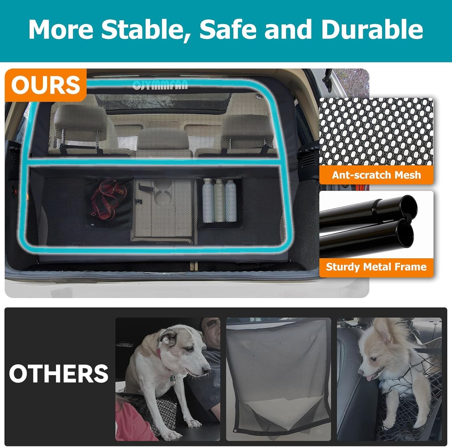 Dog Barrier for Car Back Seat & Cargo Area with Wider Coverage.