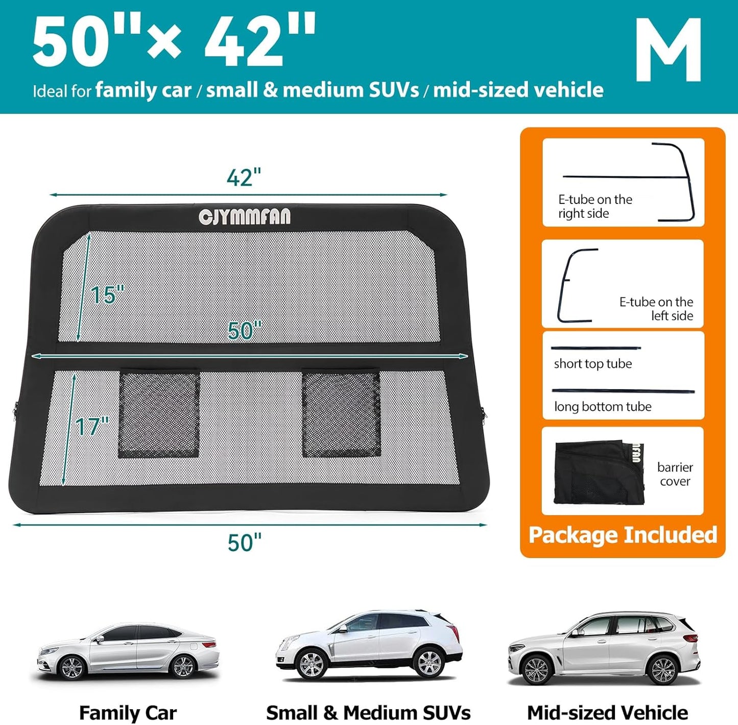 Dog Barrier for Car Back Seat & Cargo Area with Wider Coverage.