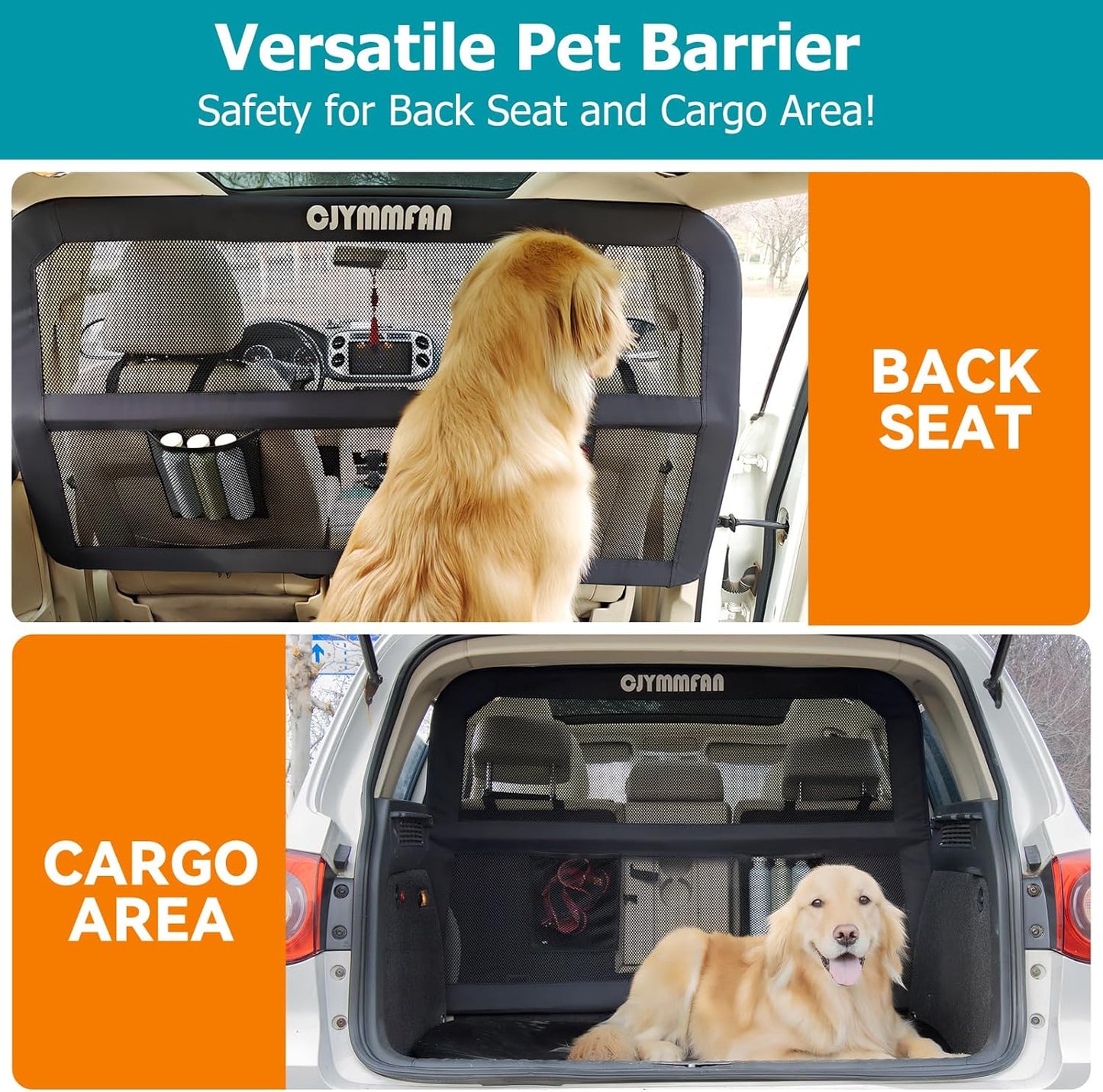 Dog Barrier for Car Back Seat & Cargo Area with Wider Coverage.