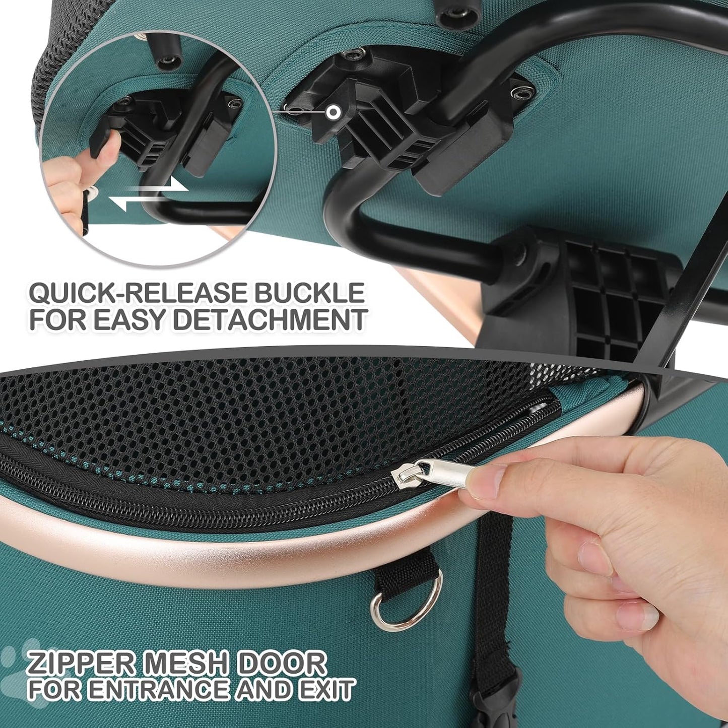 MoNiBloom 3 in 1 Pet Stroller with Adjustable Handle.
