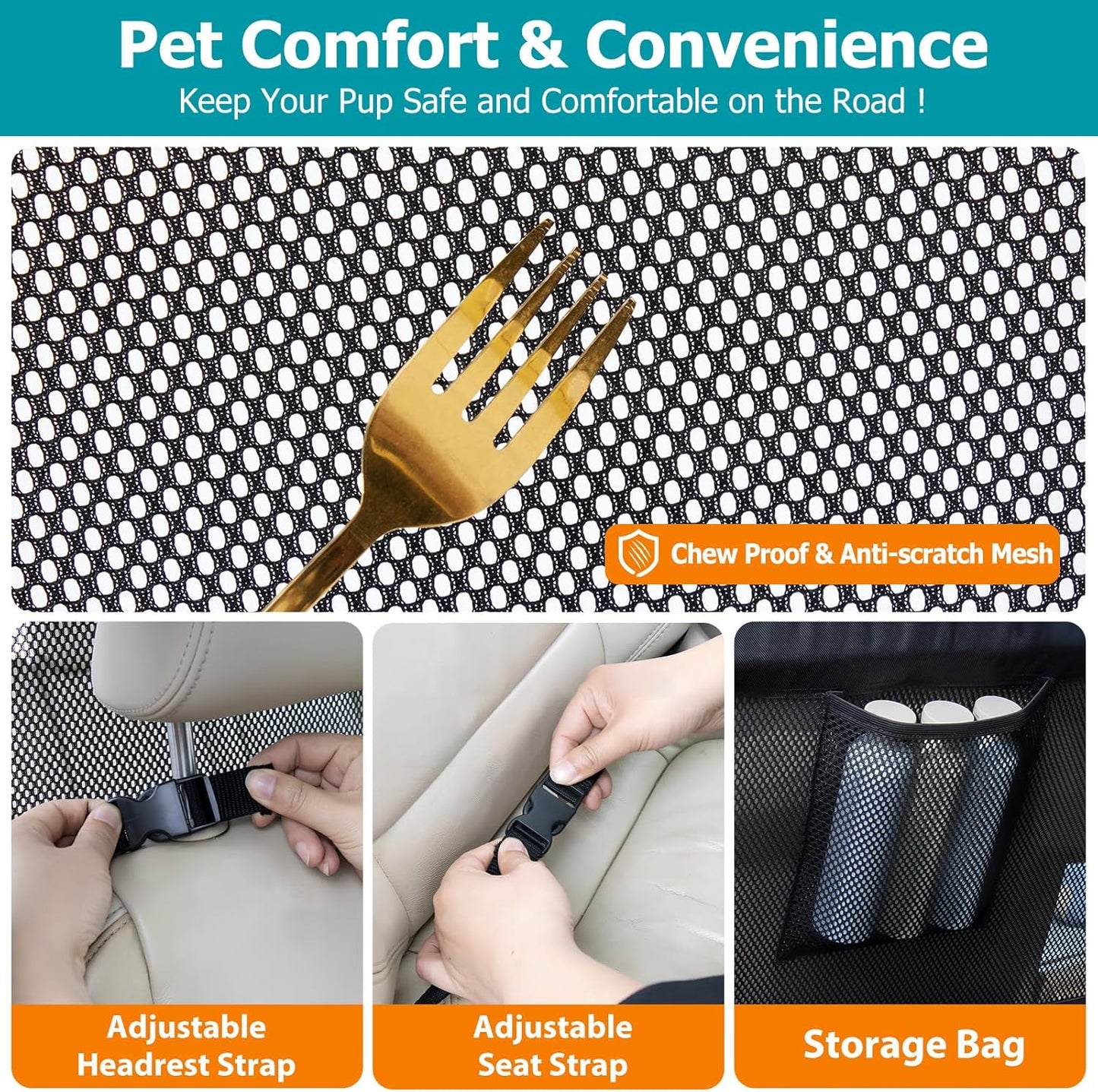 Dog Barrier for Car Back Seat & Cargo Area with Wider Coverage.